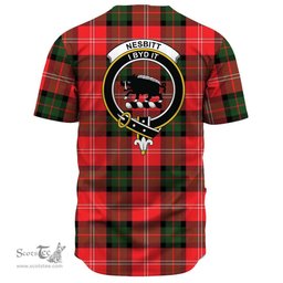 Scottish Nesbitt Modern Clan Tartan Baseball Jersey - Crest Classic Scottish Plaid Tartan Plaid