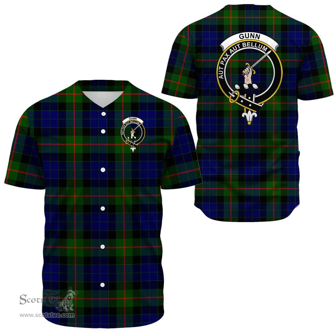 Scottish Gunn Modern Clan Tartan Baseball Jersey - Crest Classic Scottish Plaid Tartan Plaid