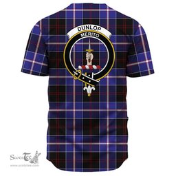 Scottish Dunlop Modern Clan Tartan Baseball Jersey - Crest Classic Scottish Plaid Tartan Plaid