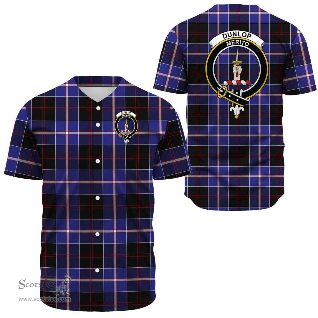 Scottish Dunlop Modern Clan Tartan Baseball Jersey - Crest Classic Scottish Plaid Tartan Plaid