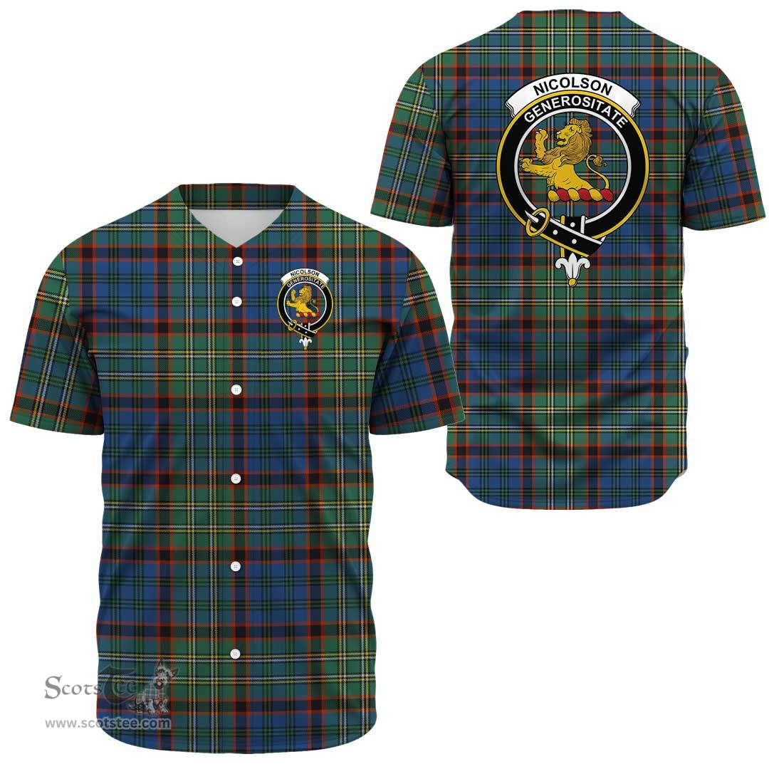 Scottish Nicolson Hunting Ancient Clan Tartan Baseball Jersey - Crest Classic Scottish Plaid Tartan Plaid