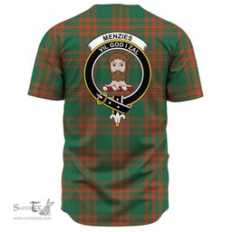 Scottish Menzies Green Ancient Clan Tartan Baseball Jersey - Crest Classic Scottish Plaid Tartan Plaid