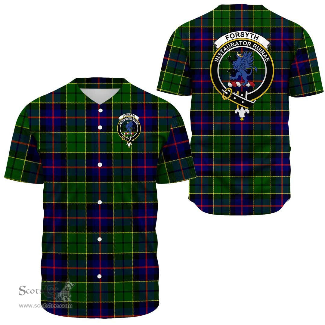 Scottish Forsyth Modern Clan Tartan Baseball Jersey - Crest Classic Scottish Plaid Tartan Plaid