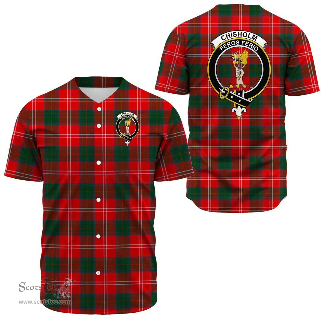 Scottish Chisholm Modern Clan Tartan Baseball Jersey - Crest Classic Scottish Plaid Tartan Plaid