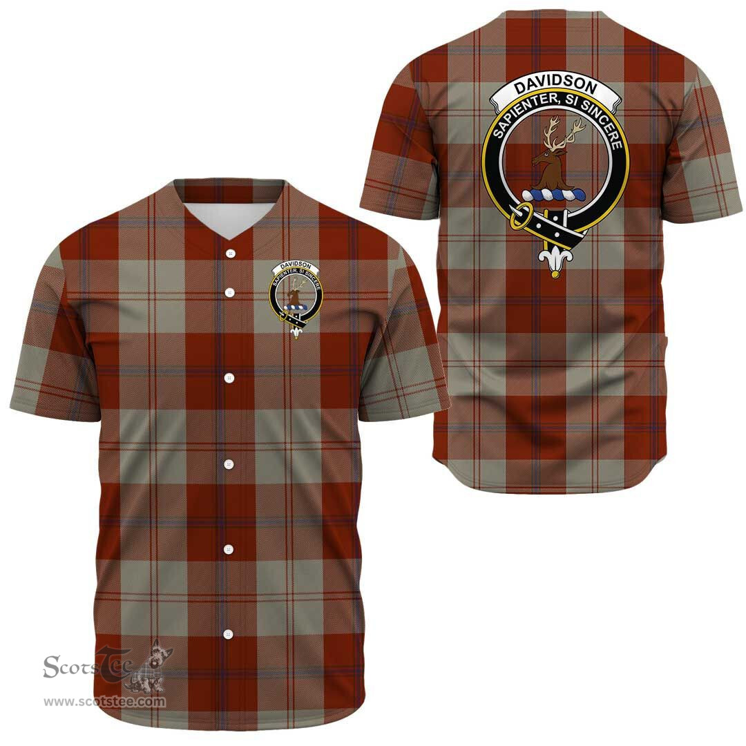 Scottish Davidson Dress Dancers Clan Tartan Baseball Jersey - Crest Classic Scottish Plaid Tartan Plaid