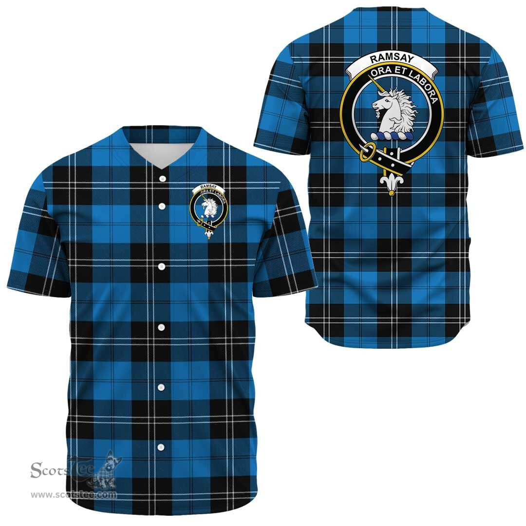 Scottish Ramsay Blue Ancient Clan Tartan Baseball Jersey - Crest Classic Scottish Plaid Tartan Plaid