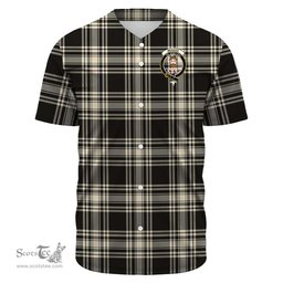 Scottish Menzies Black & White Ancient Clan Tartan Baseball Jersey - Crest Classic Scottish Plaid Tartan Plaid
