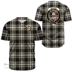 Scottish Menzies Black & White Ancient Clan Tartan Baseball Jersey - Crest Classic Scottish Plaid Tartan Plaid