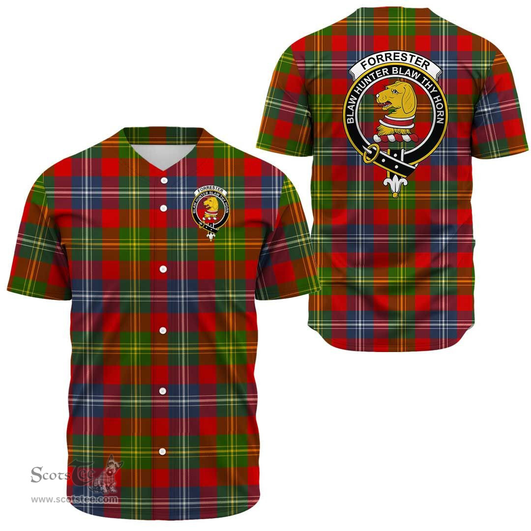 Scottish Forrester Clan Tartan Baseball Jersey - Crest Classic Scottish Plaid Tartan Plaid