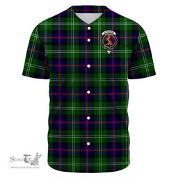 Scottish Sutherland Modern Clan Tartan Baseball Jersey - Crest Classic Scottish Plaid Tartan Plaid