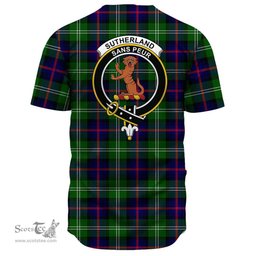 Scottish Sutherland Modern Clan Tartan Baseball Jersey - Crest Classic Scottish Plaid Tartan Plaid