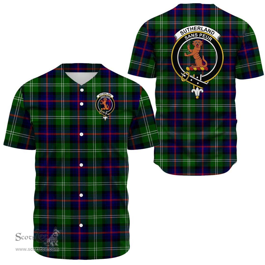 Scottish Sutherland Modern Clan Tartan Baseball Jersey - Crest Classic Scottish Plaid Tartan Plaid