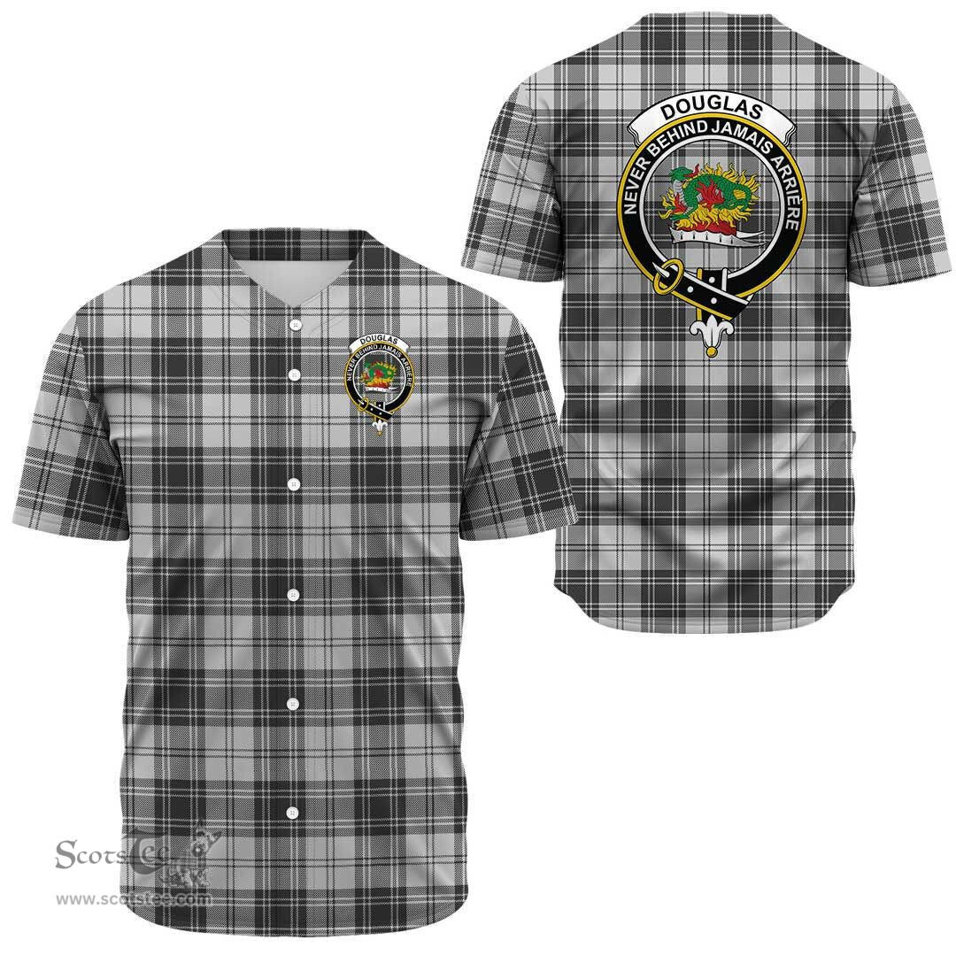 Scottish Douglas Grey Modern Clan Tartan Baseball Jersey - Crest Classic Scottish Plaid Tartan Plaid
