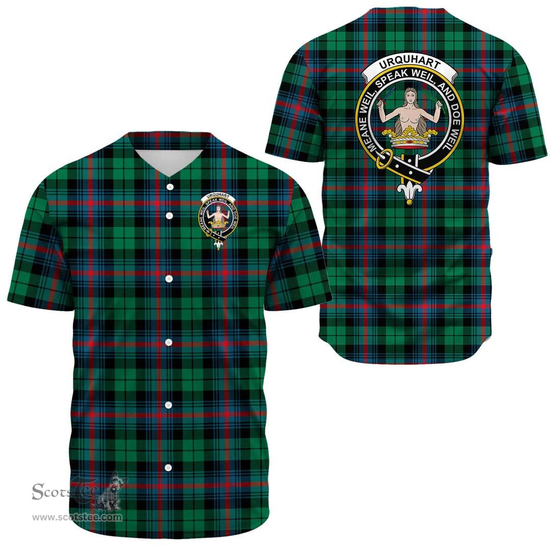 Scottish Urquhart Broad Red Ancient Clan Tartan Baseball Jersey - Crest Classic Scottish Plaid Tartan Plaid