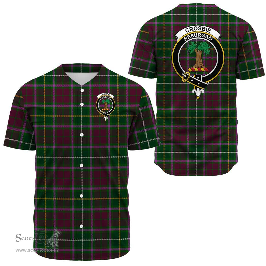 Scottish Crosbie Clan Tartan Baseball Jersey - Crest Classic Scottish Plaid Tartan Plaid