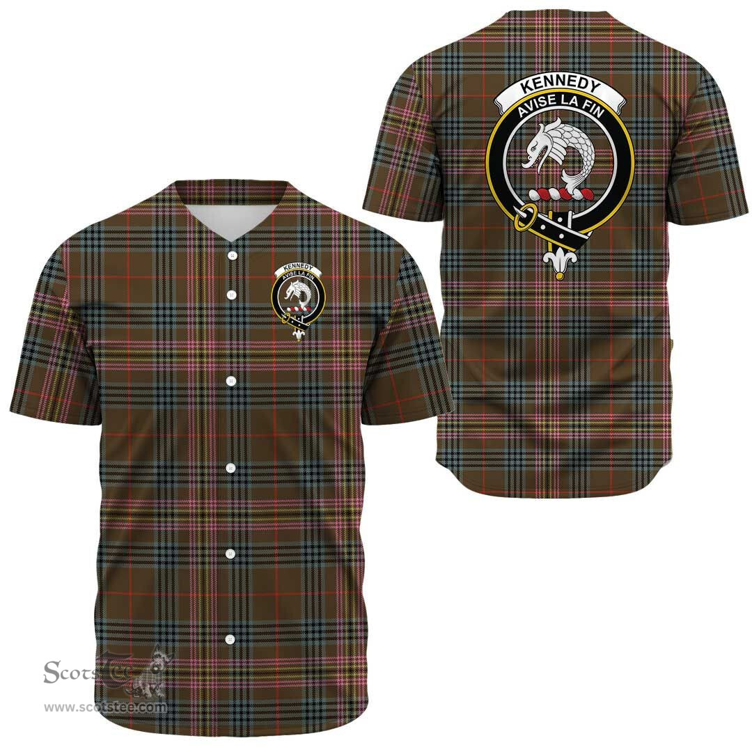 Scottish Kennedy Weathered Clan Tartan Baseball Jersey - Crest Classic Scottish Plaid Tartan Plaid
