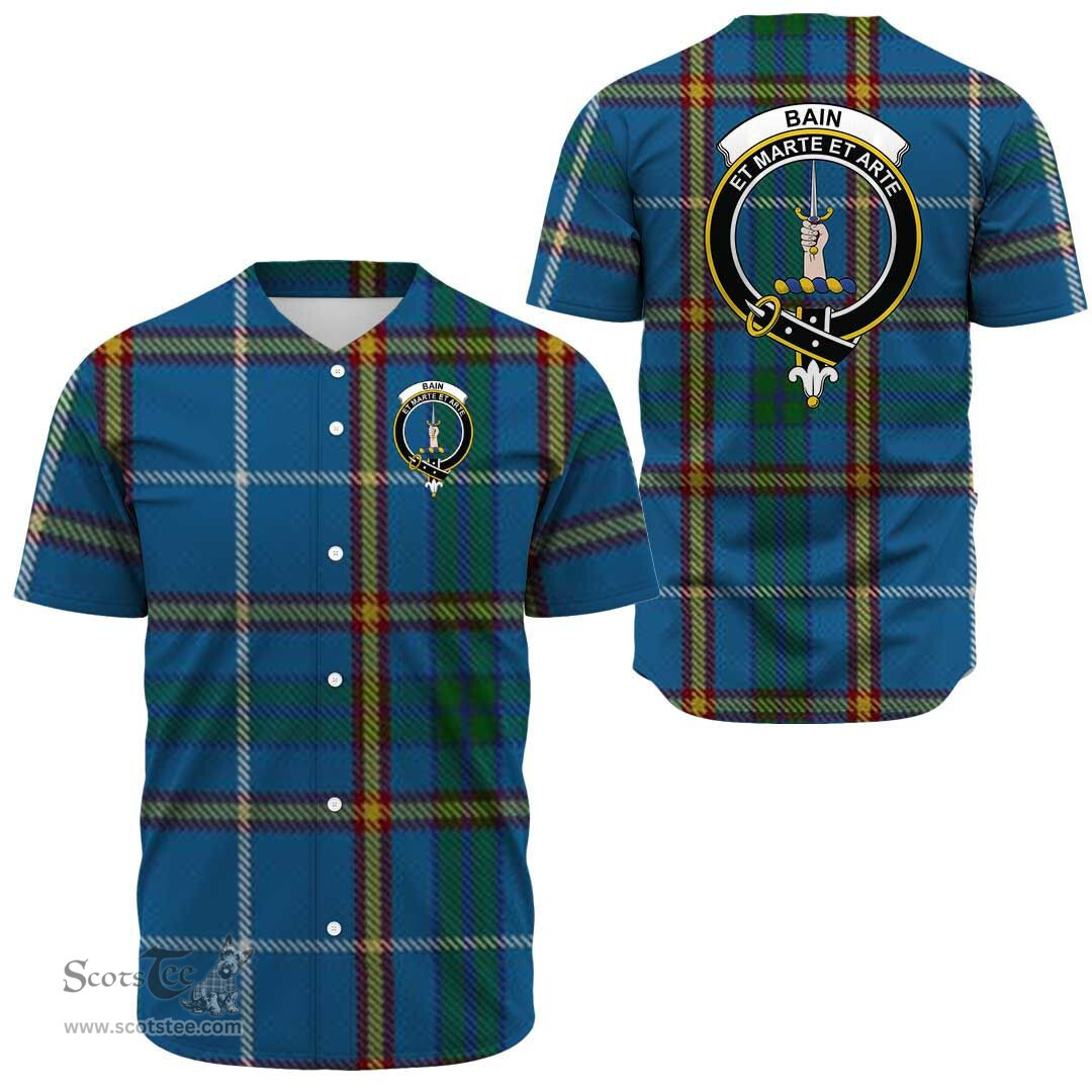 Scottish Bain Clan Tartan Baseball Jersey - Crest Classic Scottish Plaid Tartan Plaid