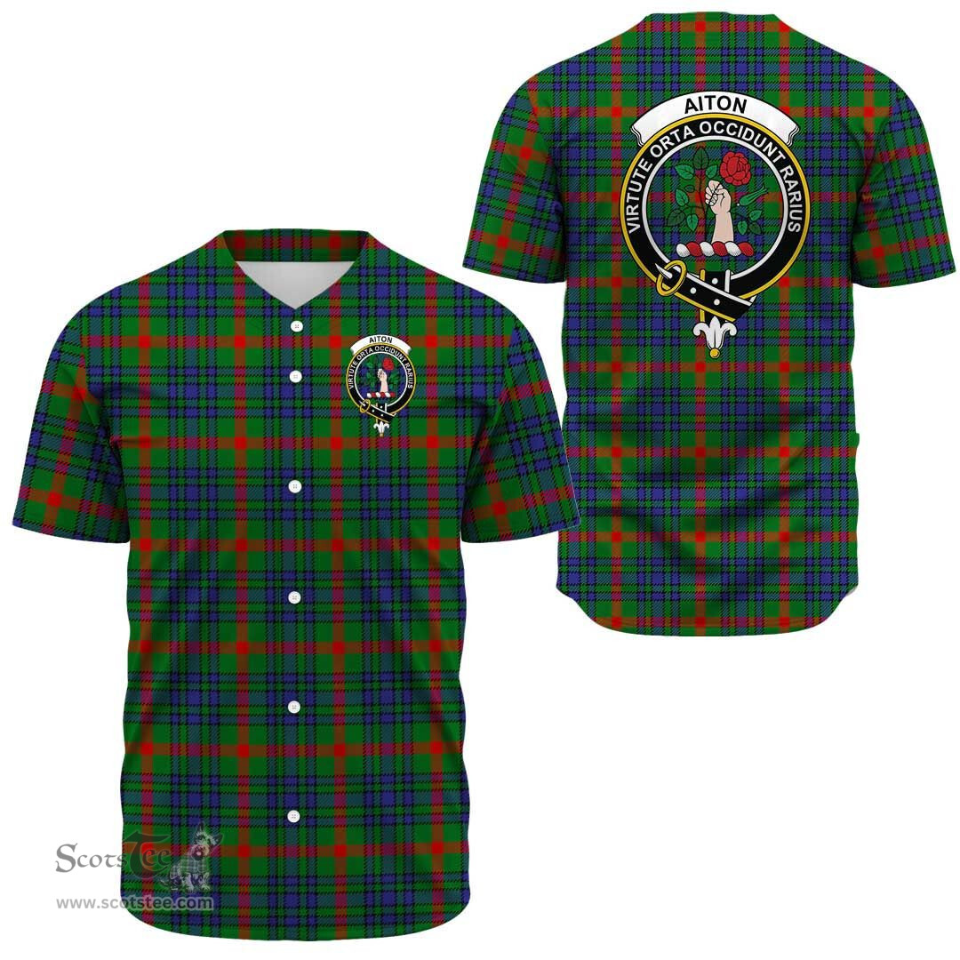 Scottish Aiton Clan Tartan Baseball Jersey - Crest Classic Scottish Plaid Tartan Plaid
