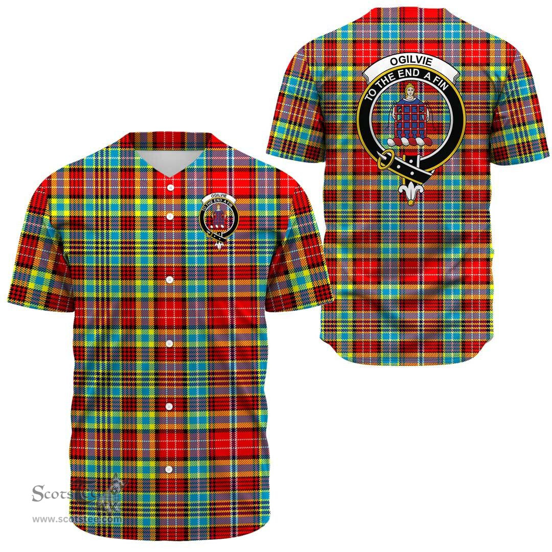Scottish Ogilvie Hunting Ancient Clan Tartan Baseball Jersey - Crest Classic Scottish Plaid Tartan Plaid