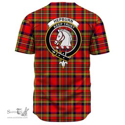 Scottish Hepburn Clan Tartan Baseball Jersey - Crest Classic Scottish Plaid Tartan Plaid
