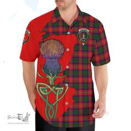 Scottish Charteris Clan Tartan Crest with Thistle and Scotland Map Tartan Plaid Shirt Scottish Plaid Tartan Plaid - ScotsTee - scotstee.com