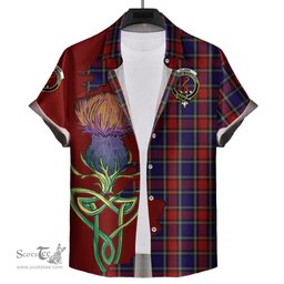 Scottish Clark Red Clan Tartan Crest with Thistle and Scotland Map Tartan Plaid Shirt Scottish Plaid Tartan Plaid - ScotsTee - scotstee.com