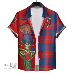 Scottish Blane Clan Tartan Crest with Thistle and Scotland Map Tartan Plaid Shirt Scottish Plaid Tartan Plaid - ScotsTee - scotstee.com