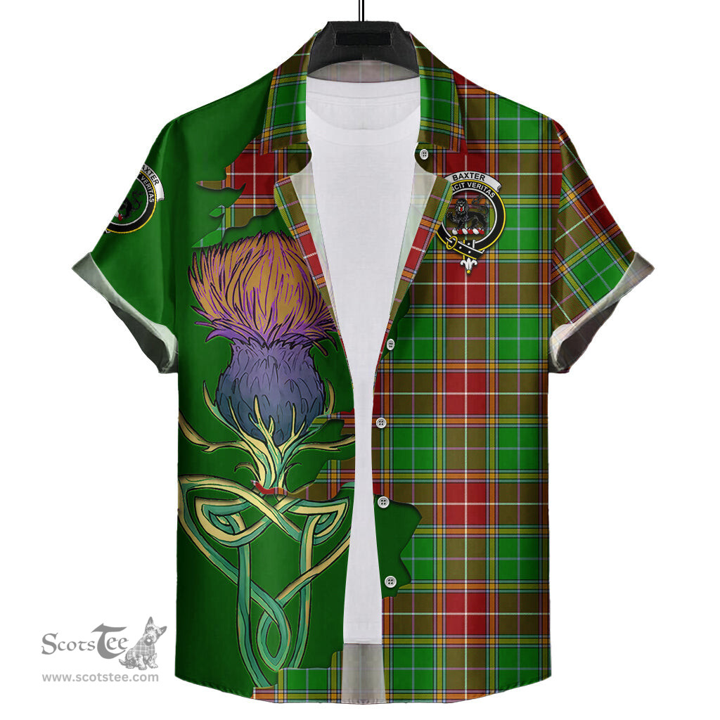 Scottish Baxter Modern Clan Tartan Crest with Thistle and Scotland Map Tartan Plaid Shirt Scottish Plaid Tartan Plaid - ScotsTee - scotstee.com