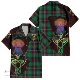 Scottish Chisholm Hunting Ancient Clan Tartan Crest with Thistle and Scotland Map Tartan Plaid Shirt Scottish Plaid Tartan Plaid - ScotsTee - scotstee.com