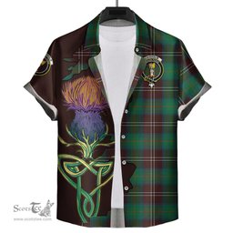 Scottish Chisholm Hunting Ancient Clan Tartan Crest with Thistle and Scotland Map Tartan Plaid Shirt Scottish Plaid Tartan Plaid - ScotsTee - scotstee.com