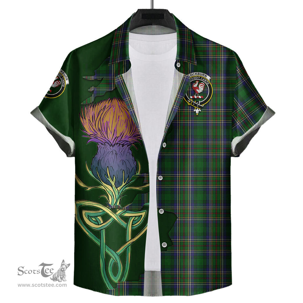 Scottish Cockburn Clan Tartan Crest with Thistle and Scotland Map Tartan Plaid Shirt Scottish Plaid Tartan Plaid - ScotsTee - scotstee.com