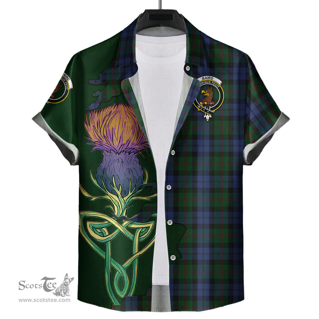 Scottish Baird Clan Tartan Crest with Thistle and Scotland Map Tartan Plaid Shirt Scottish Plaid Tartan Plaid - ScotsTee - scotstee.com