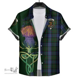 Scottish Baird Clan Tartan Crest with Thistle and Scotland Map Tartan Plaid Shirt Scottish Plaid Tartan Plaid - ScotsTee - scotstee.com