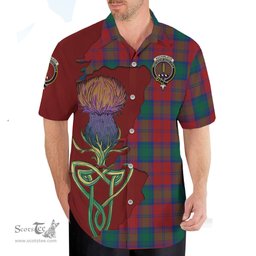 Scottish Auchinleck Clan Tartan Crest with Thistle and Scotland Map Tartan Plaid Shirt Scottish Plaid Tartan Plaid - ScotsTee - scotstee.com