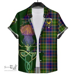 Scottish Arnott Clan Tartan Crest with Thistle and Scotland Map Tartan Plaid Shirt Scottish Plaid Tartan Plaid - ScotsTee - scotstee.com