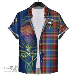 Scottish Bethune Clan Tartan Crest with Thistle and Scotland Map Tartan Plaid Shirt Scottish Plaid Tartan Plaid - ScotsTee - scotstee.com