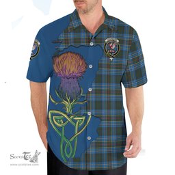 Scottish Cockburn Modern Clan Tartan Crest with Thistle and Scotland Map Tartan Plaid Shirt Scottish Plaid Tartan Plaid - ScotsTee - scotstee.com
