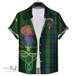Scottish Armstrong Clan Tartan Crest with Thistle and Scotland Map Tartan Plaid Shirt Scottish Plaid Tartan Plaid - ScotsTee - scotstee.com