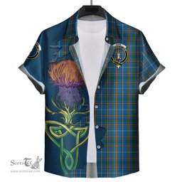 Scottish Bain Clan Tartan Crest with Thistle and Scotland Map Tartan Plaid Shirt Scottish Plaid Tartan Plaid - ScotsTee - scotstee.com
