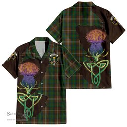 Scottish Chisholm Hunting Clan Tartan Crest with Thistle and Scotland Map Tartan Plaid Shirt Scottish Plaid Tartan Plaid - ScotsTee - scotstee.com