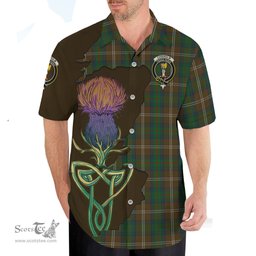 Scottish Chisholm Hunting Clan Tartan Crest with Thistle and Scotland Map Tartan Plaid Shirt Scottish Plaid Tartan Plaid - ScotsTee - scotstee.com