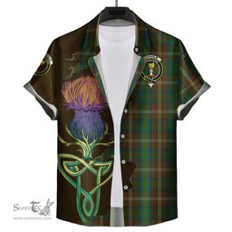 Scottish Chisholm Hunting Clan Tartan Crest with Thistle and Scotland Map Tartan Plaid Shirt Scottish Plaid Tartan Plaid - ScotsTee - scotstee.com