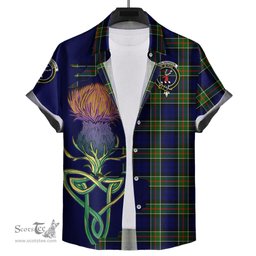 Scottish Colquhoun Modern Clan Tartan Crest with Thistle and Scotland Map Tartan Plaid Shirt Scottish Plaid Tartan Plaid - ScotsTee - scotstee.com