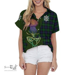 Scottish Black Watch Clan Tartan Crest with Thistle and Scotland Map Tartan Plaid Shirt Scottish Plaid Tartan Plaid - ScotsTee - scotstee.com