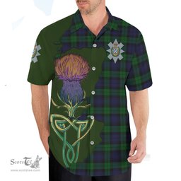 Scottish Black Watch Clan Tartan Crest with Thistle and Scotland Map Tartan Plaid Shirt Scottish Plaid Tartan Plaid - ScotsTee - scotstee.com