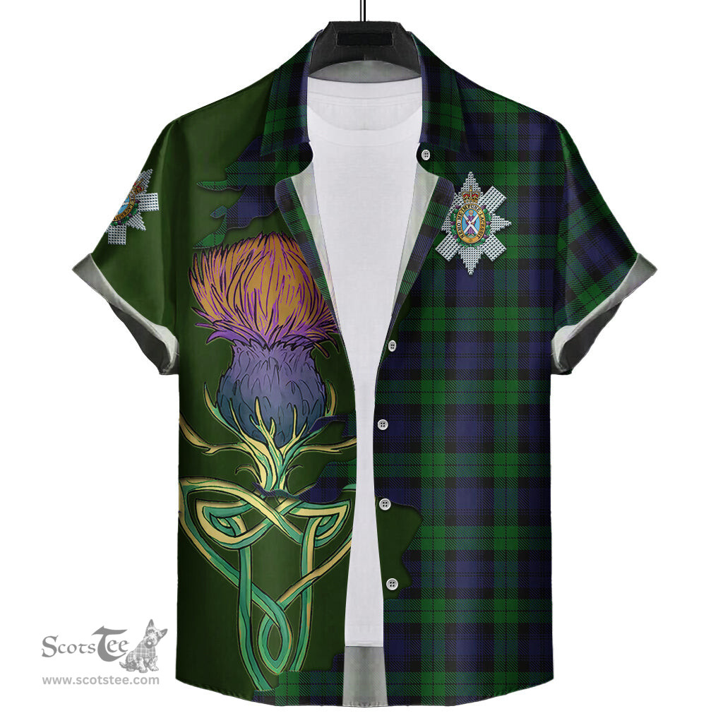 Scottish Black Watch Clan Tartan Crest with Thistle and Scotland Map Tartan Plaid Shirt Scottish Plaid Tartan Plaid - ScotsTee - scotstee.com