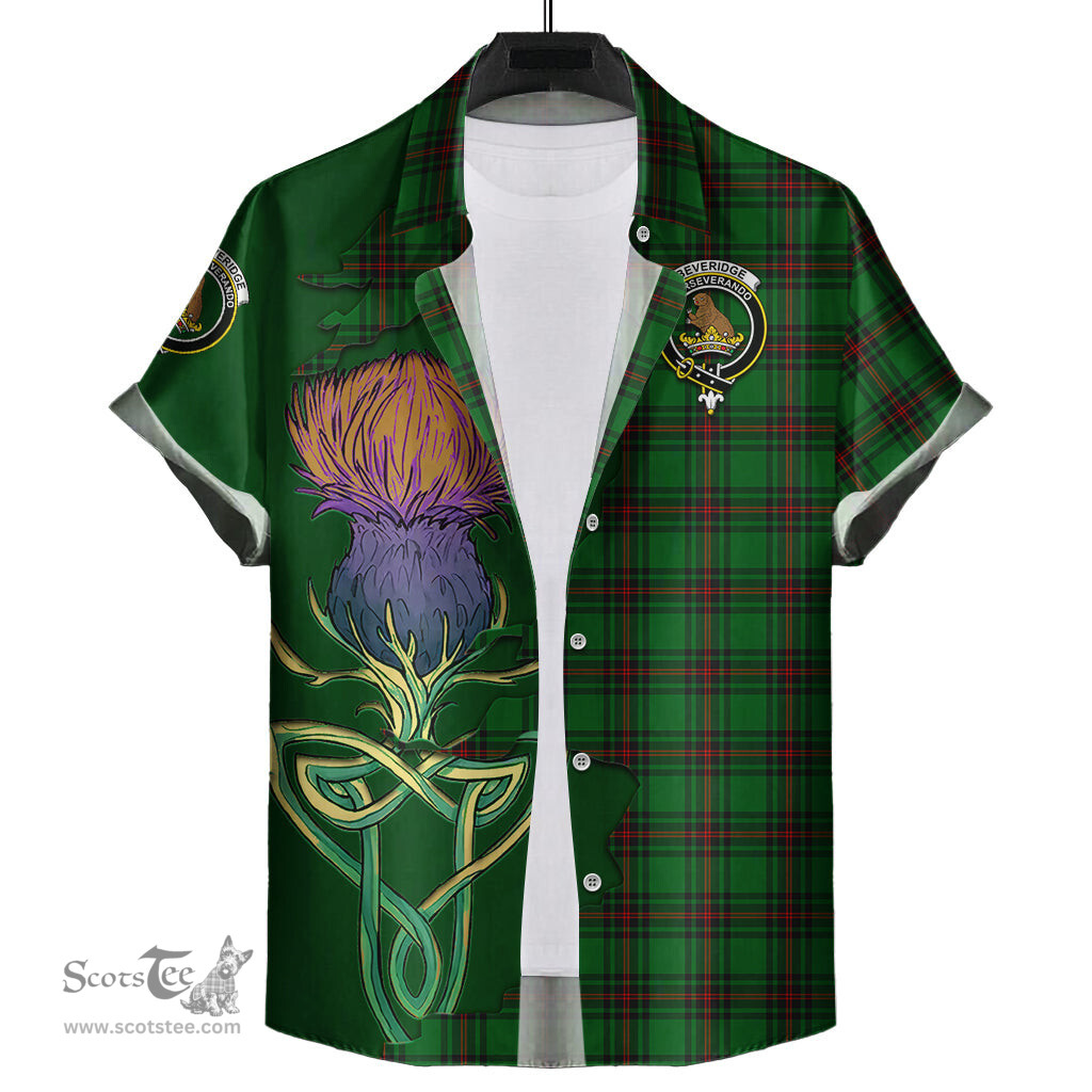 Scottish Beveridge Clan Tartan Crest with Thistle and Scotland Map Tartan Plaid Shirt Scottish Plaid Tartan Plaid - ScotsTee - scotstee.com