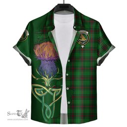 Scottish Beveridge Clan Tartan Crest with Thistle and Scotland Map Tartan Plaid Shirt Scottish Plaid Tartan Plaid - ScotsTee - scotstee.com