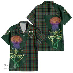 Scottish Bisset Clan Tartan Crest with Thistle and Scotland Map Tartan Plaid Shirt Scottish Plaid Tartan Plaid - ScotsTee - scotstee.com