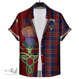 Scottish Clark (Lion) Red Clan Tartan Crest with Thistle and Scotland Map Tartan Plaid Shirt Scottish Plaid Tartan Plaid - ScotsTee - scotstee.com